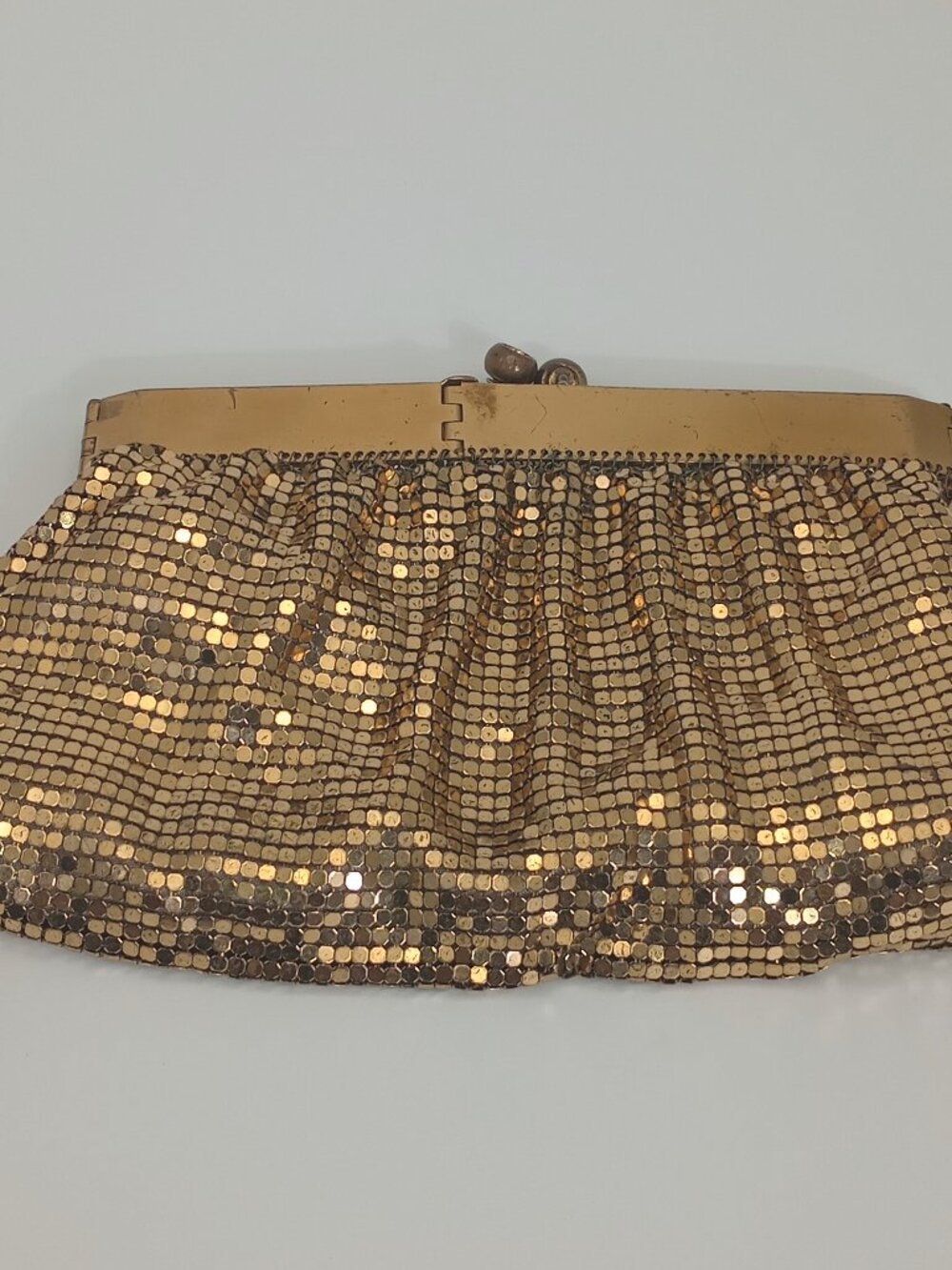 Vintage Whiting & Davis Gold Mesh Clutch Purse Evening Bag Metal Mesh Handbag